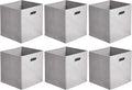 Collapsible Cube Storage Bins, Space-Saving, Organizing Fabric Bins with Handles, 10.5 X 10.5 X 11 Inches, Light Grey, 6-Pack