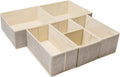 Underwear Drawer Organizer, 6 Set Foldable Underwear Drawer Organizer and Closet Dividers,Storage Box for Clothes, Socks, Underwear (6 Bins, Beige)