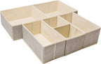 Underwear Drawer Organizer, 6 Set Foldable Underwear Drawer Organizer and Closet Dividers,Storage Box for Clothes, Socks, Underwear (6 Bins, Beige)