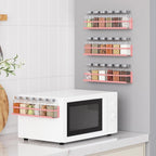 Magnetic Spice Rack with Jars Magnetic Spice Rack for Refrigerator 24 Spice Jars with Label Magnetic Shelves for Fridge 4 Pack Pink