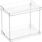 2 Tier Bathroom Counter Organizer,Tiered Bathroom Organizer for Makeup,Perfume,Beauty Products,Skincare Organizers Shelf,Vanity Storage Tray for Bedroom,Spice Racks for Kitchen Corner,Rectangle