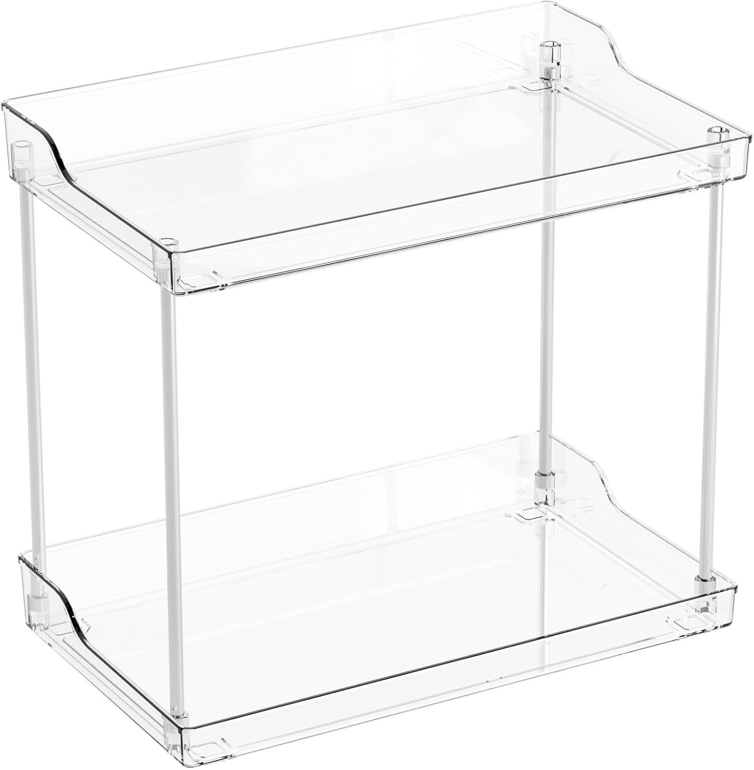 2 Tier Bathroom Counter Organizer,Tiered Bathroom Organizer for Makeup,Perfume,Beauty Products,Skincare Organizers Shelf,Vanity Storage Tray for Bedroom,Spice Racks for Kitchen Corner,Rectangle