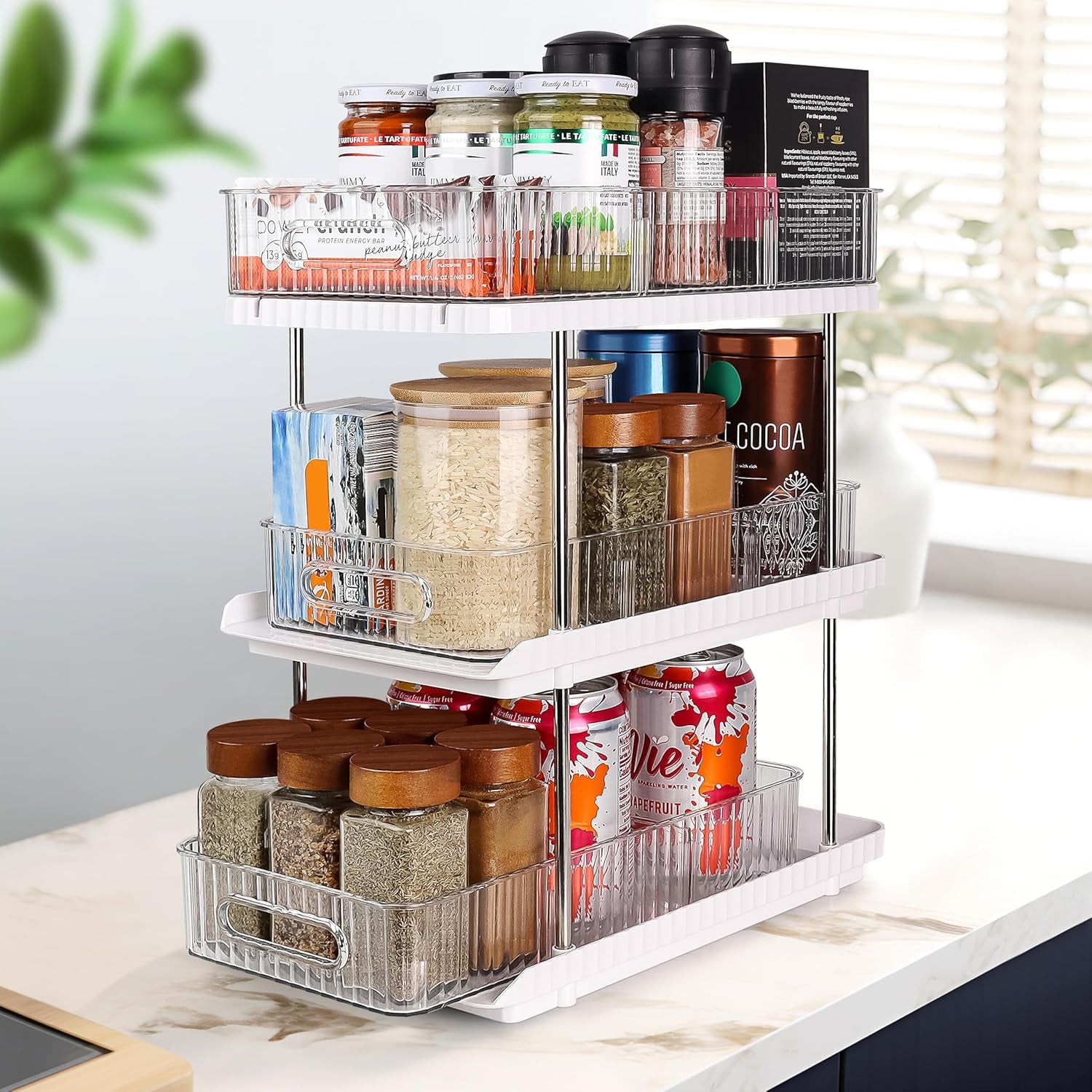 3-Tier under Sink Organizer – Pull-Out Storage for Kitchen & Bathroom – under Bathroom Sink Organizer, under Sink Organizer Storage, under Cabinet Storage Organizer