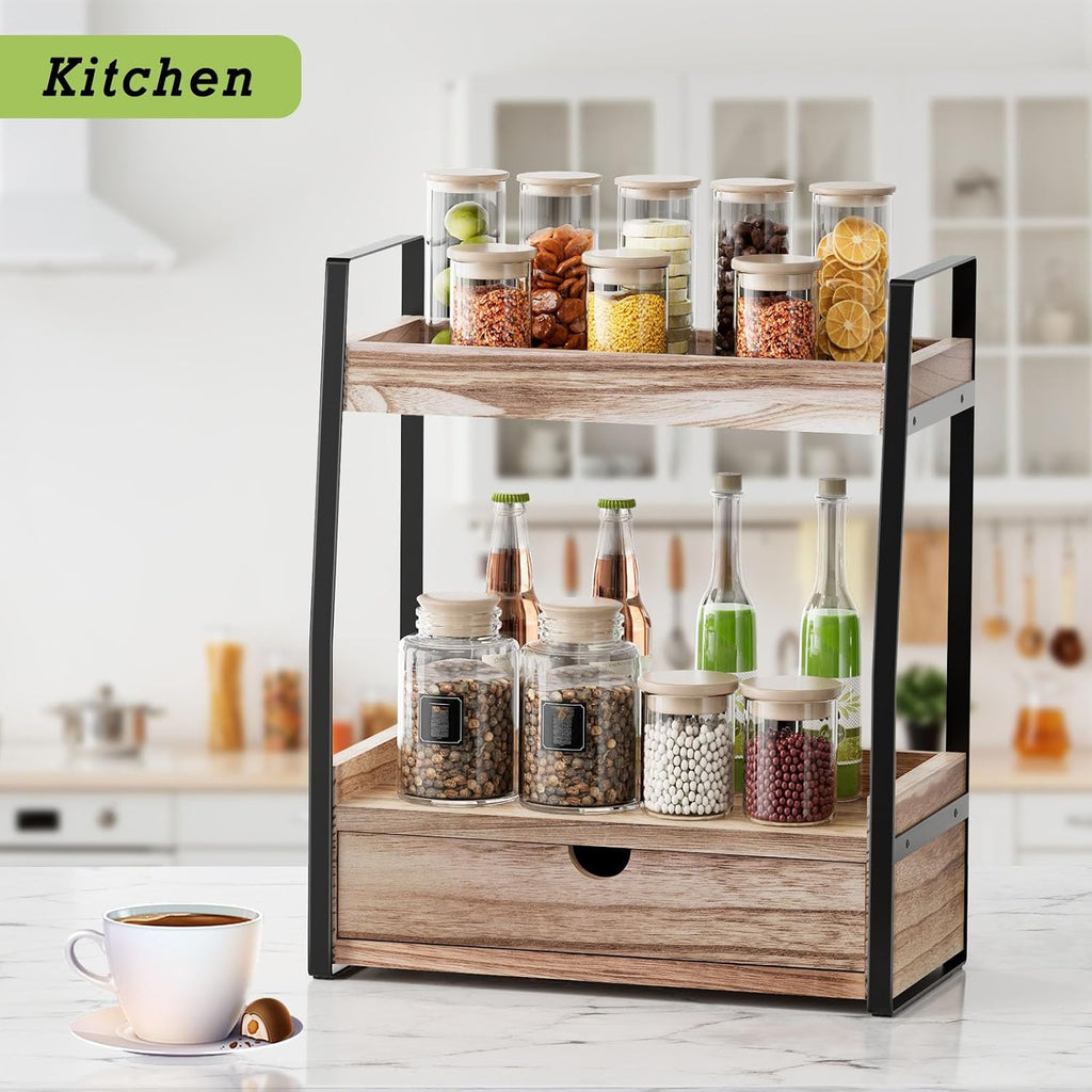 2-Tier Bathroom Organizer Countertop, Bathroom Sink Organizer Countertop, Vanity, Counter Shelf, Brown