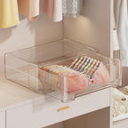 Underwear Drawer Organizer, Plastic Bra Storage Organizer for Closet, Bra Shelf Organizer, Clear Plastic Bra Drawers Stackable Pull Out Drawer Closet Organizer for Belts, Ties, Scarf