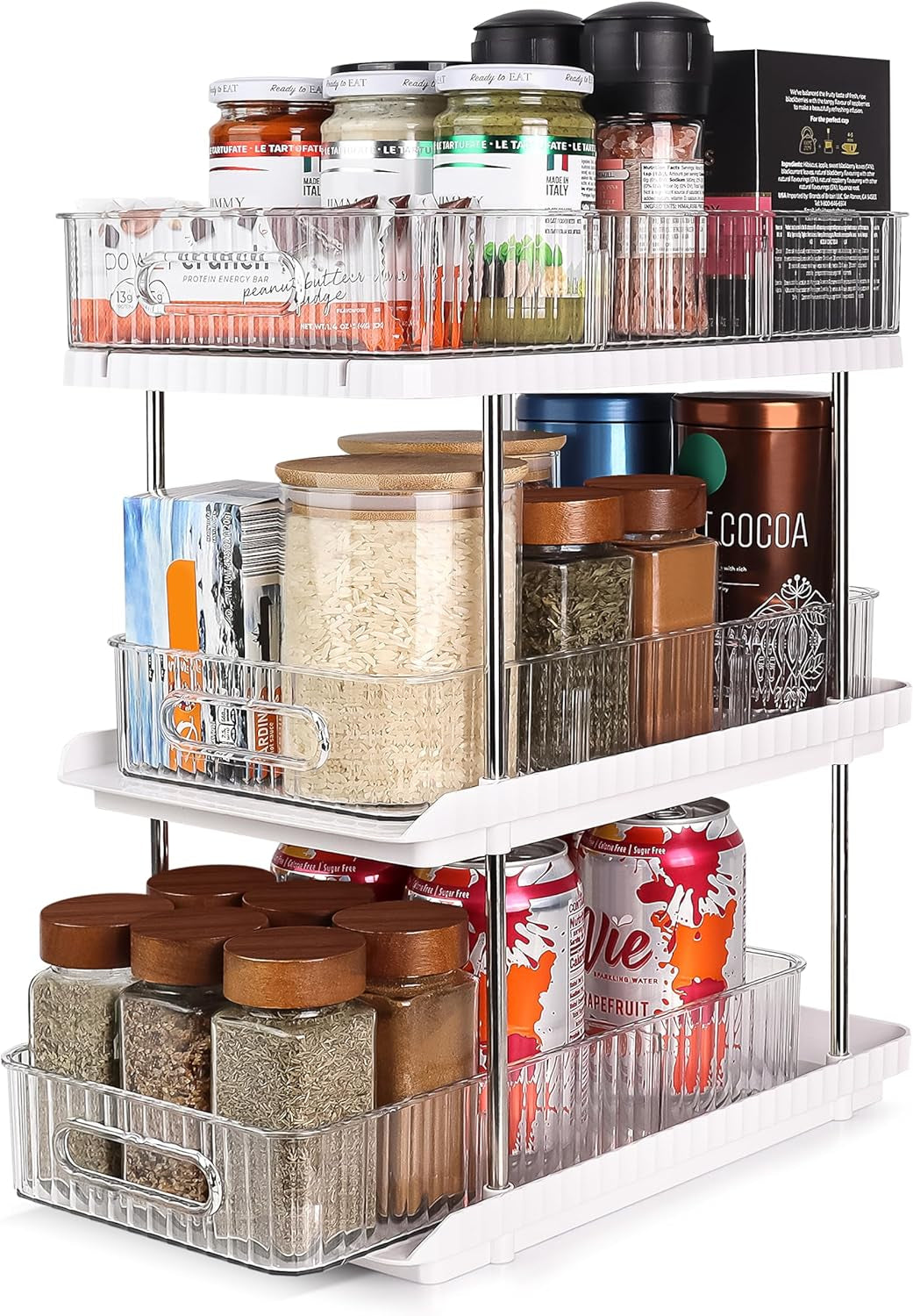 3-Tier under Sink Organizer – Pull-Out Storage for Kitchen & Bathroom – under Bathroom Sink Organizer, under Sink Organizer Storage, under Cabinet Storage Organizer