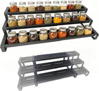 3-Tier Spice Rack Organizer for Cabinet, Adjustable Tiered Spice Shelf for Countertop,Wall Mount, Metal Spice Organizer for Kitchen, Seasoning Rack for Pantry Storage