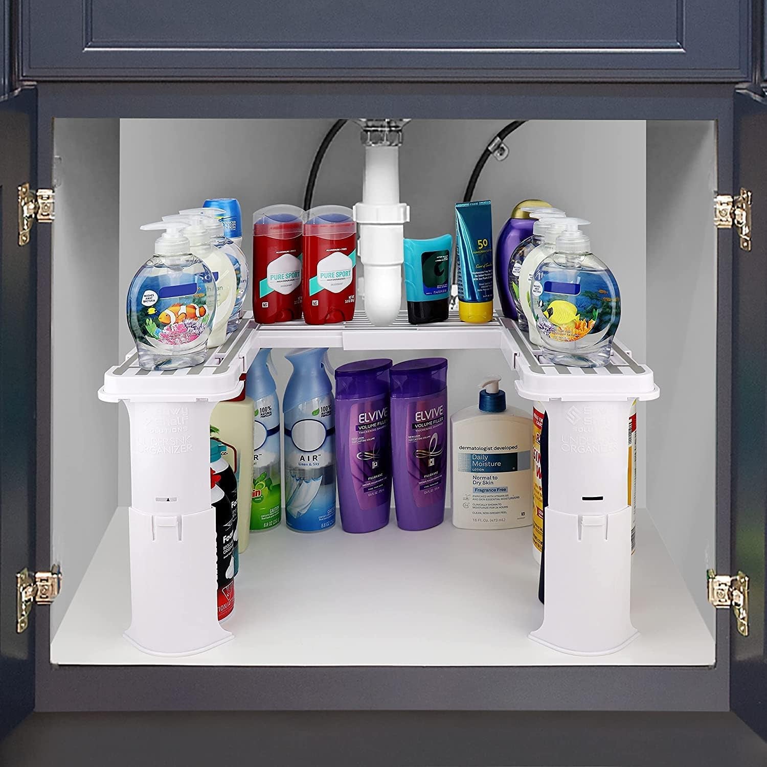 Expandable under Sink Organizer and Storage I Bathroom under the Sink Organizer Kitchen under Sink Shelf I Cleaning Supplies Organizer under Sink Storage I EXPANDABLE HEIGHT DEPTH & WIDTH