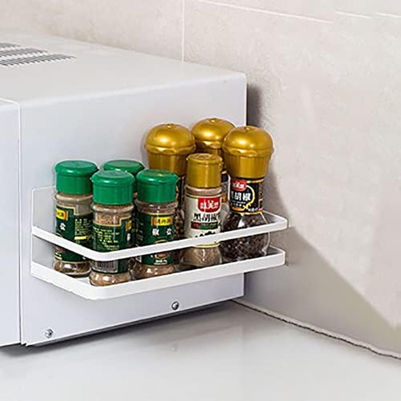 Magnetic Spice Rack | Refrigerator Magnetic Spice Rack, Magnetic Wall-Mounted Spice Rack (White 2 Pack)