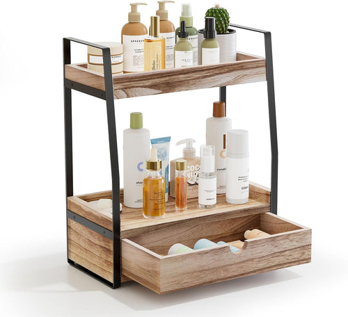 2-Tier Bathroom Organizer Countertop, Bathroom Sink Organizer Countertop, Vanity, Counter Shelf, Brown