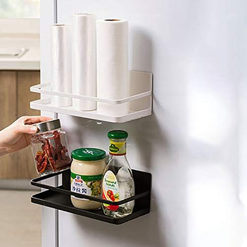 Magnetic Spice Rack | Refrigerator Magnetic Spice Rack, Magnetic Wall-Mounted Spice Rack (White 2 Pack)