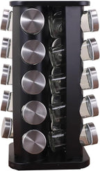 Spice Rack, Spice Rack Organizers for Countertop, Rotating Countertop Spice Rack, Revolving Spice Rack for Kitchen, Kitchen Gadgets, Organizer Rack with Spice Jars (Black, Squarehead_20Jars)