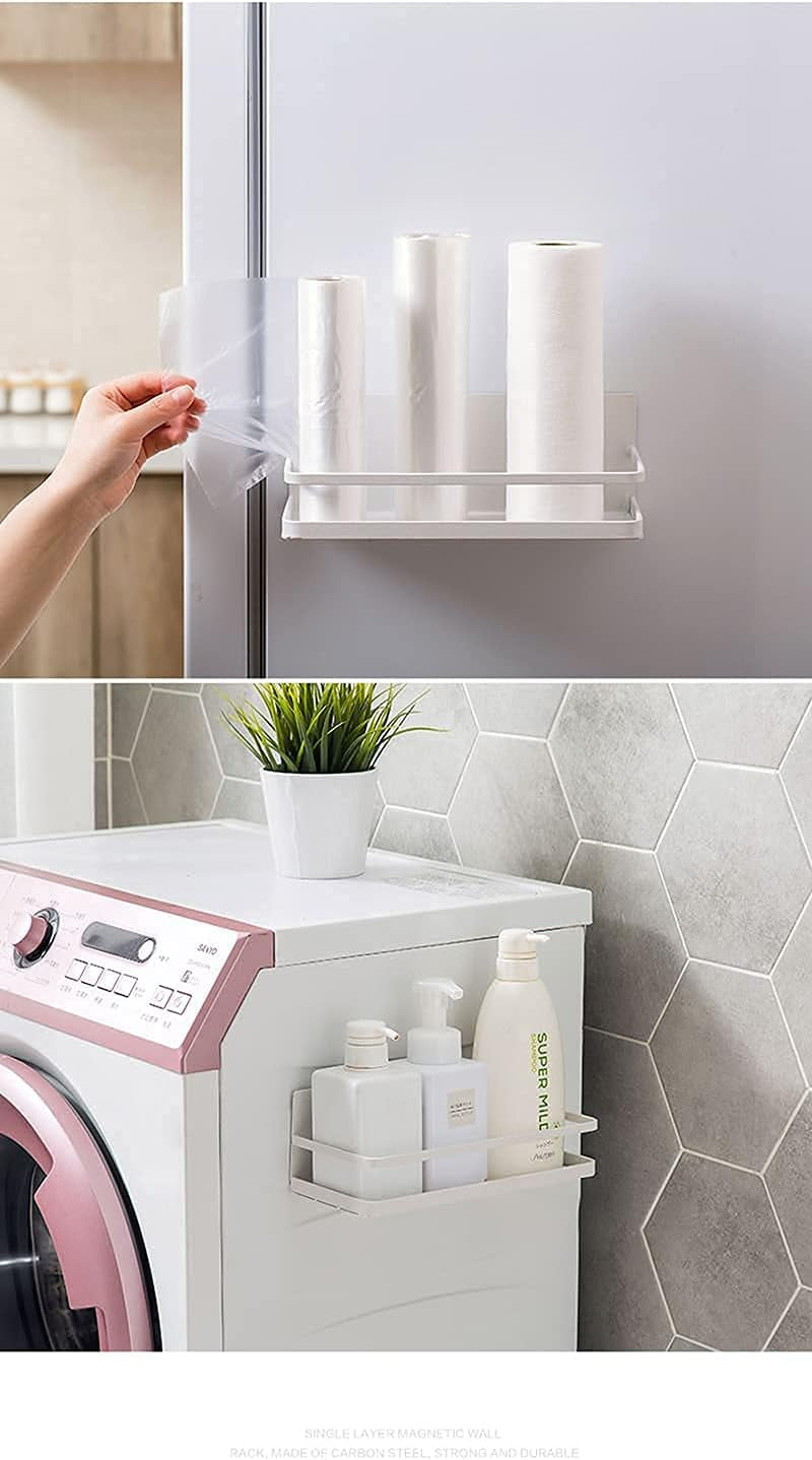 Magnetic Spice Rack | Refrigerator Magnetic Spice Rack, Magnetic Wall-Mounted Spice Rack (White 2 Pack)