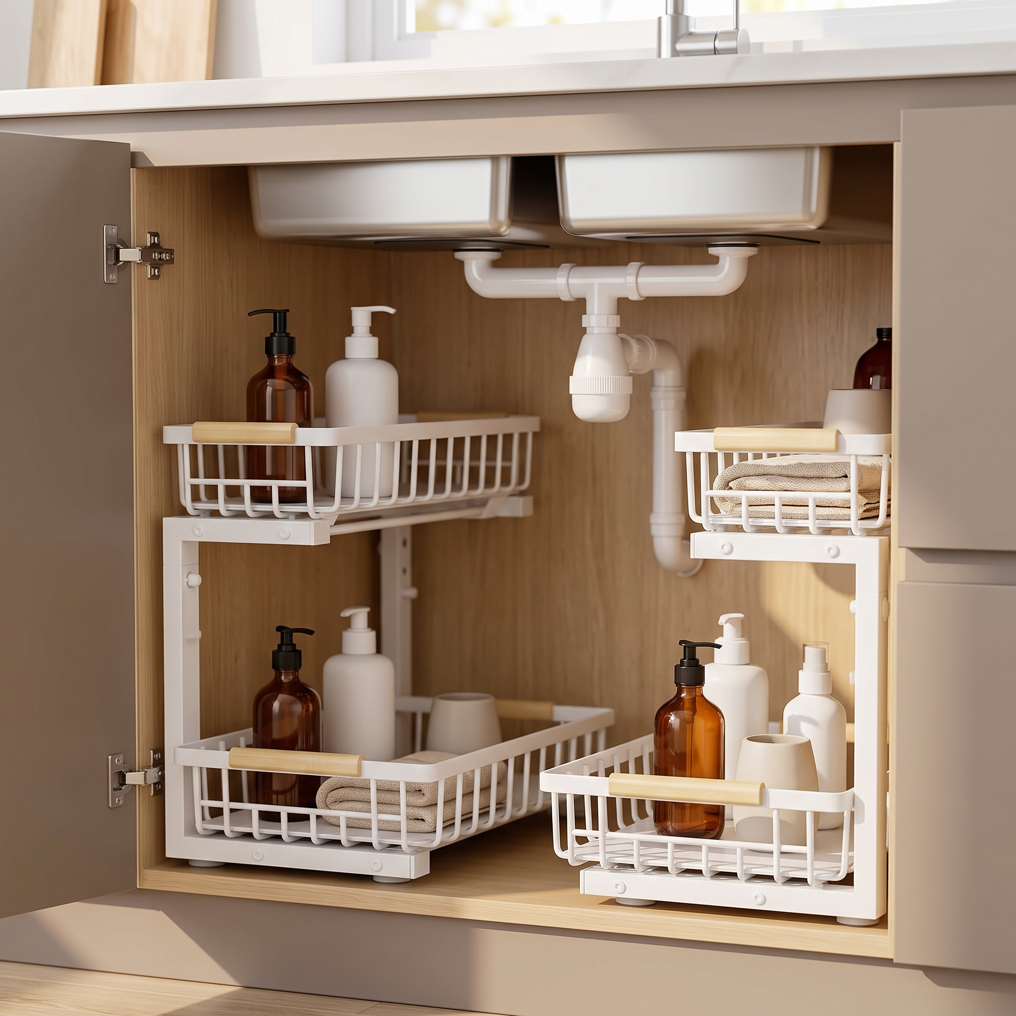 Alcove Home Adjustable Under Sink Organizer lifestyle photo