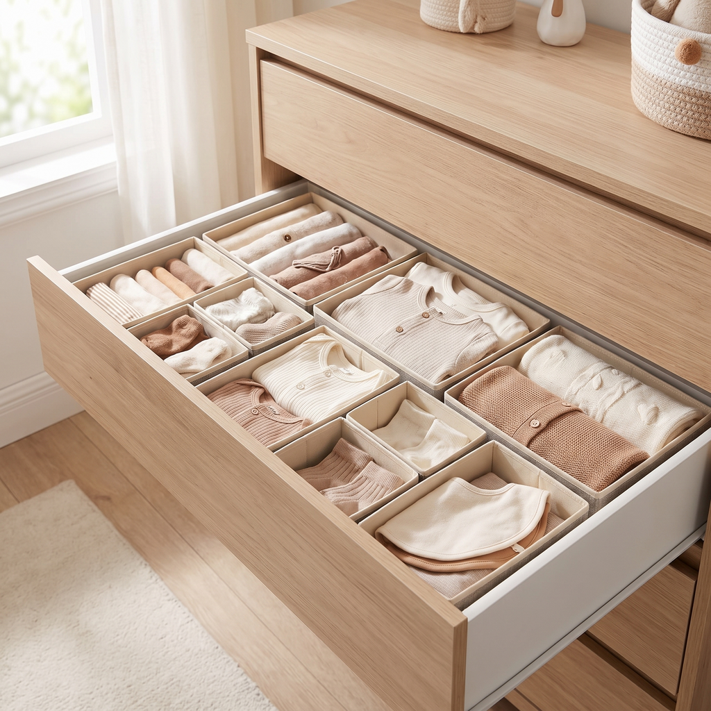 Alcove Home 12 Pack Drawer Organizers Beige lifestyle photo