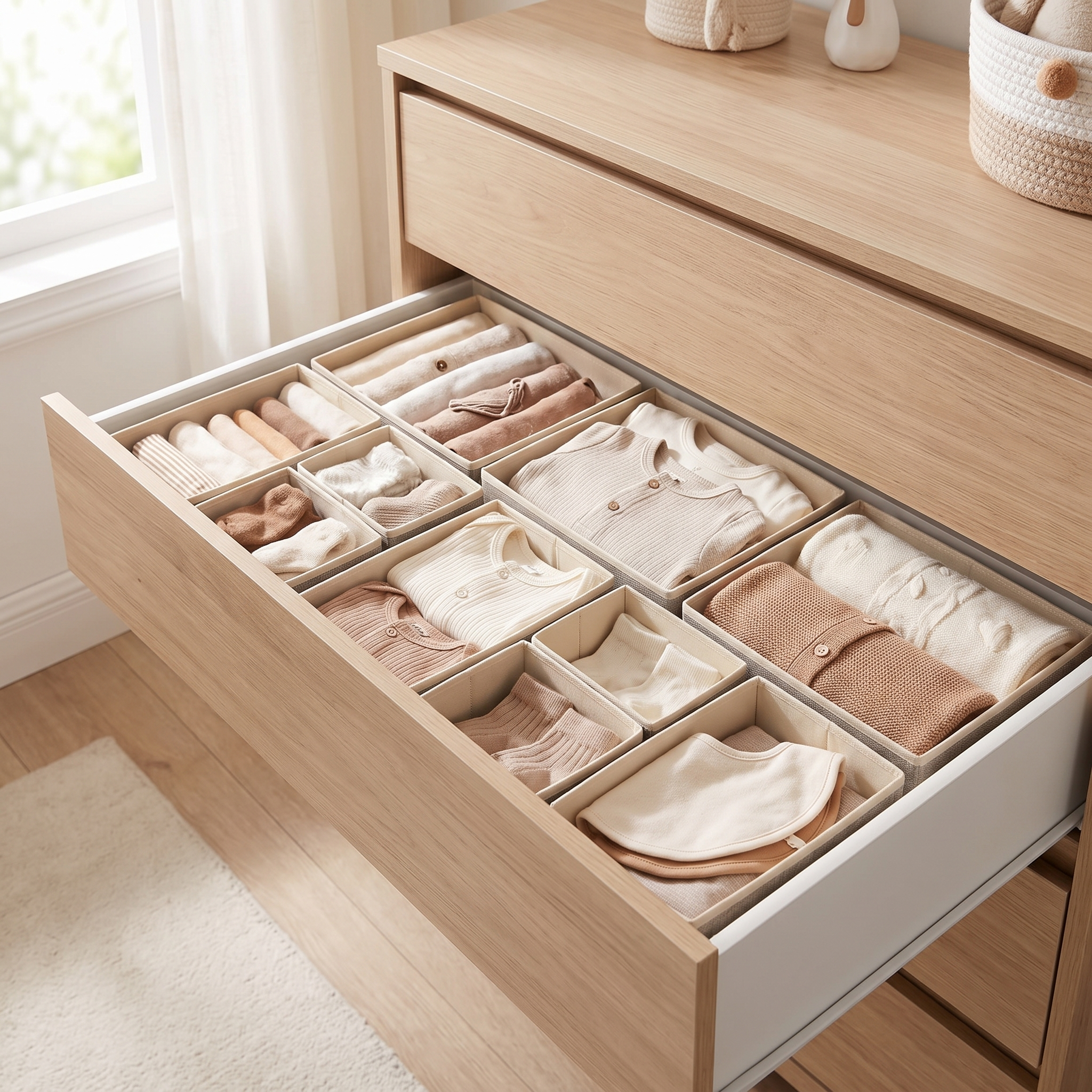 Alcove Home 12 Pack Drawer Organizers Beige lifestyle photo