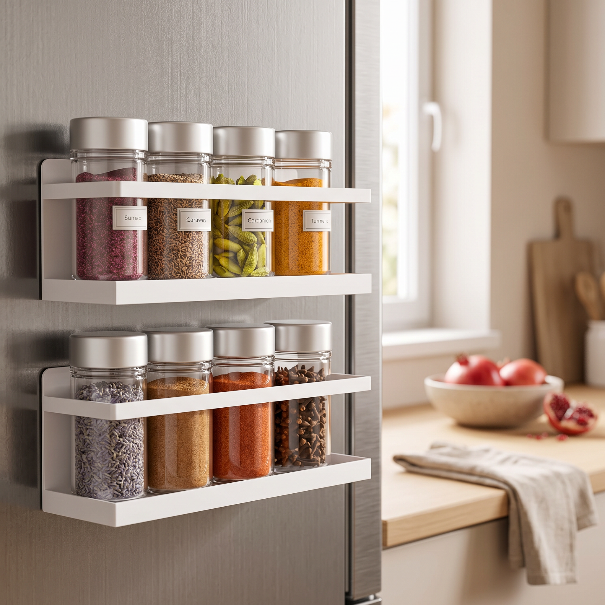 Alcove Home Magnetic Fridge Spice Shelf lifestyle photo