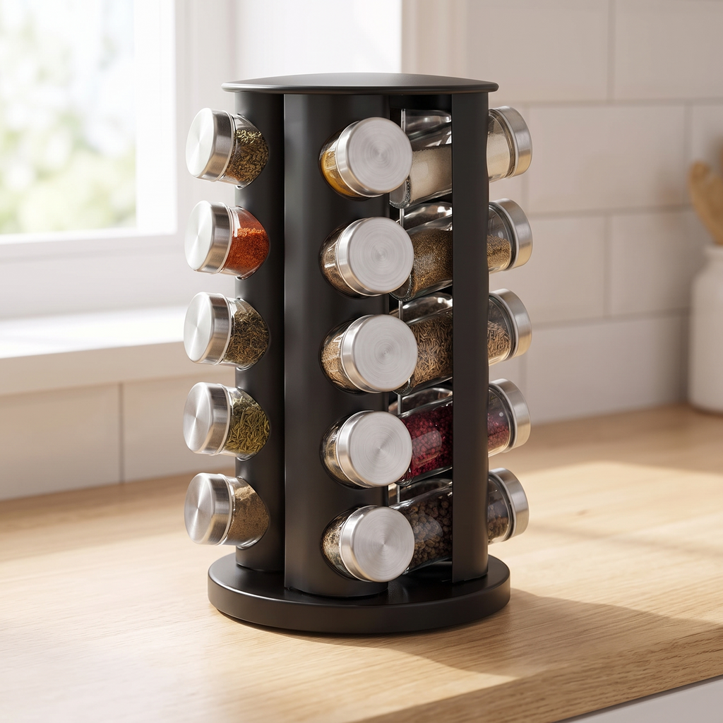 Alcove Home Rotating Spice Rack with Jars lifestyle photo